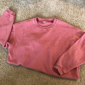 Aerie Pink Ribbed Pullover XS